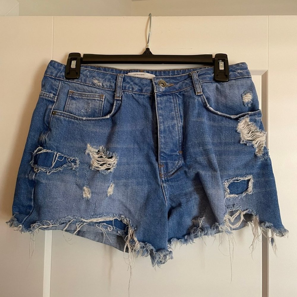 ZARA Distressed Denim Shorts